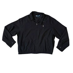 Mens Vintage Polo Ralph Lauren Harrington Jacket Black Size XXL Preppy